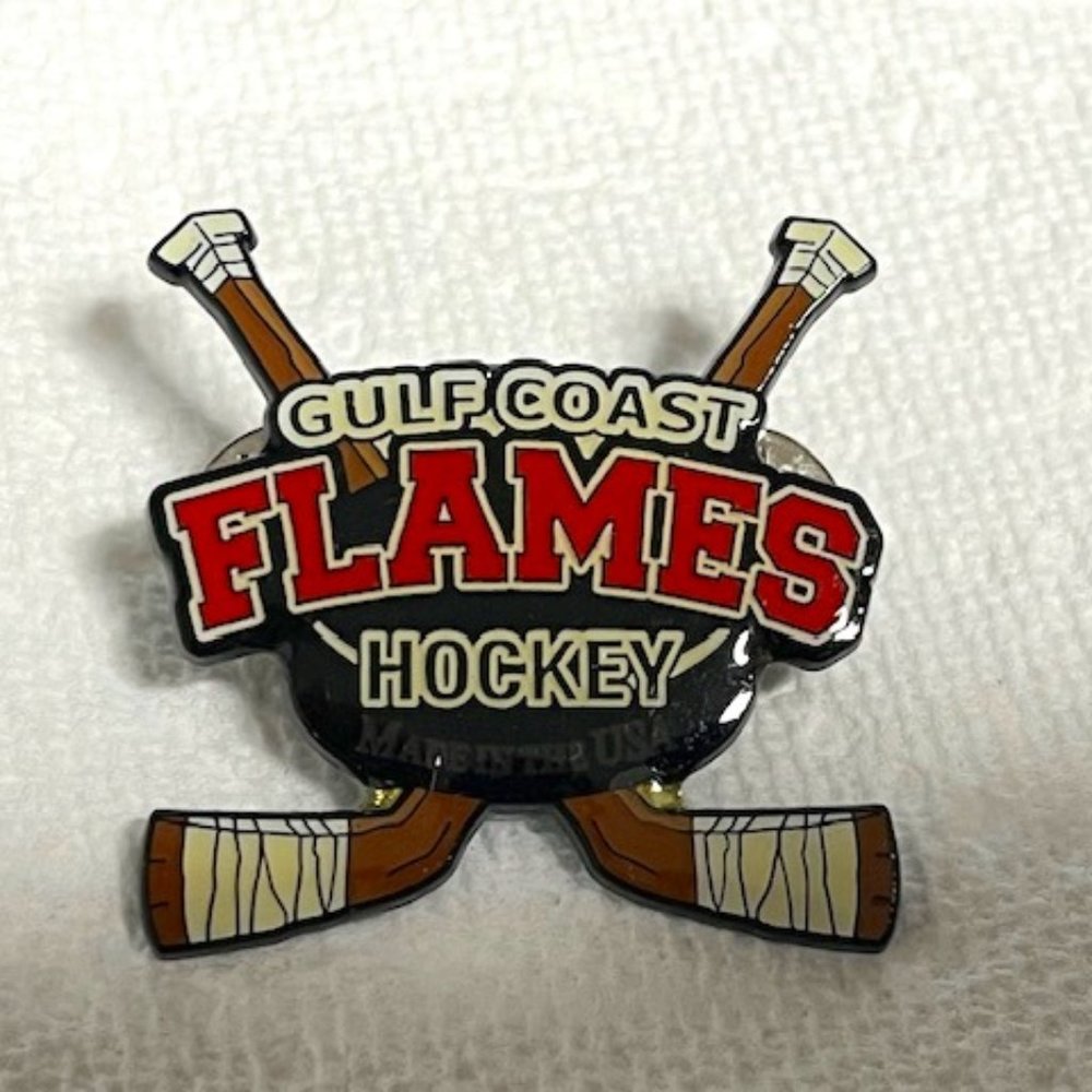 NEW Gulf Coast Flames Youth Hockey USA Lapel Hat Tack Pin 1.5"